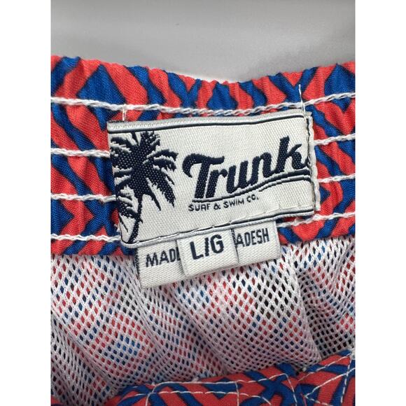 Trunk Mens Boardshorts Size Large Red Blue All Over Print Swim Trunks Surf Beach - Picture 3 of 4